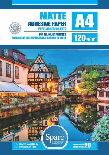 Imagen de PAPEL FOTO A4 - 120 g - ADHESIVO MATTE - 20 HOJAS
