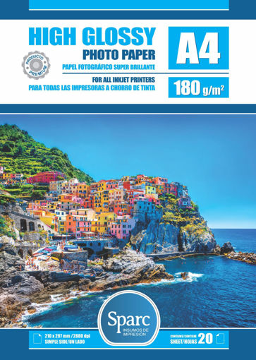 Imagen de PAPEL FOTO A4 - 180 g - GLOSSY PREMIUM - 20 HOJAS